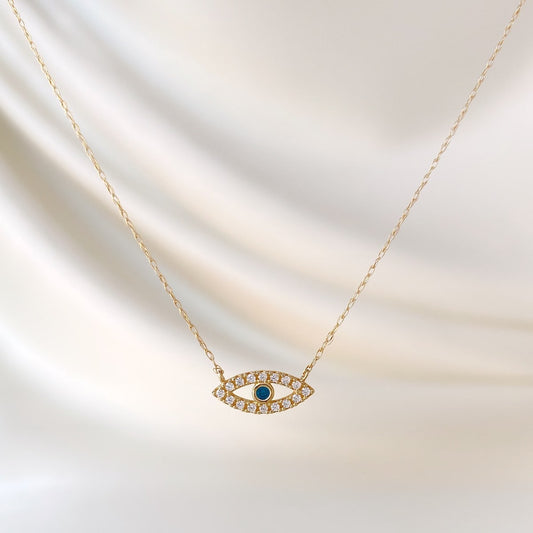 EVIL EYE NECKLACE STERLING SILVER-GOLD