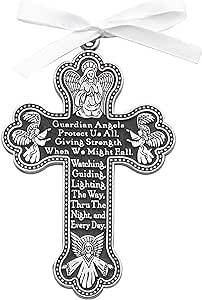 GUARDIAN ANGEL PEWTER CRIB CROSS