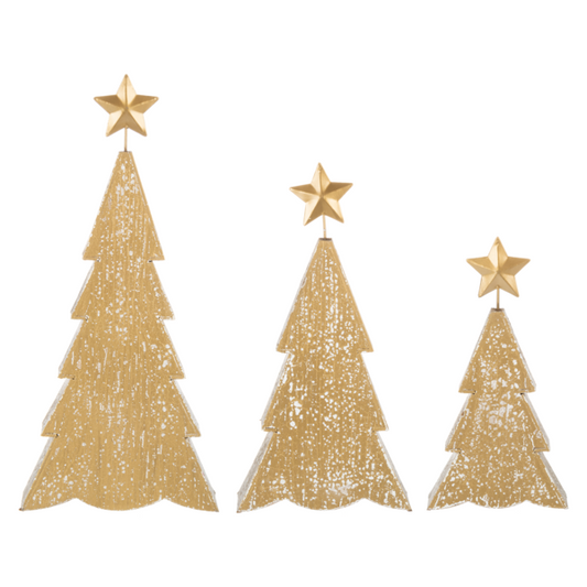 GOLD TREES WITH STAR (SET OF 3)