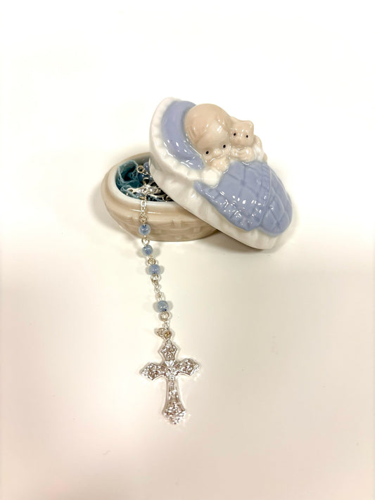 BABY BOY KEEPSAKE BOX W/ROSARY