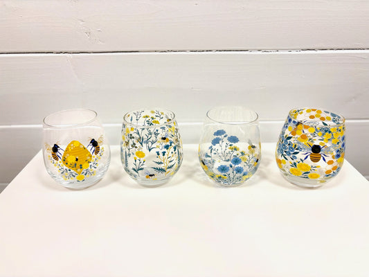 BEE STEMLESS WINE GLASSES