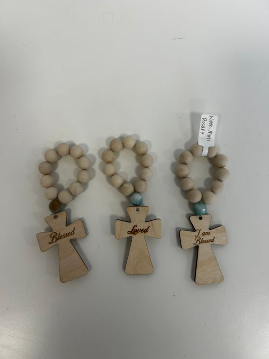 WOODEN CROSS MINI ROSARY