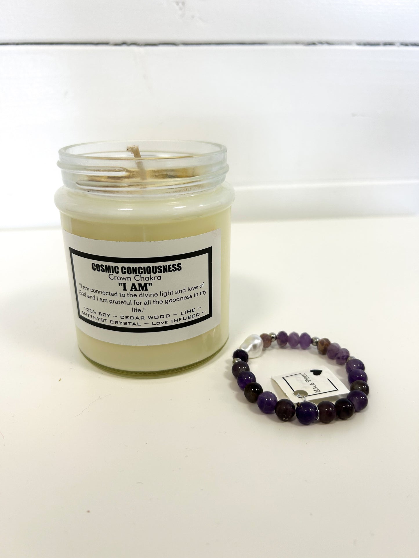 CROWN CHAKRA CANDLE WITH BRACELET