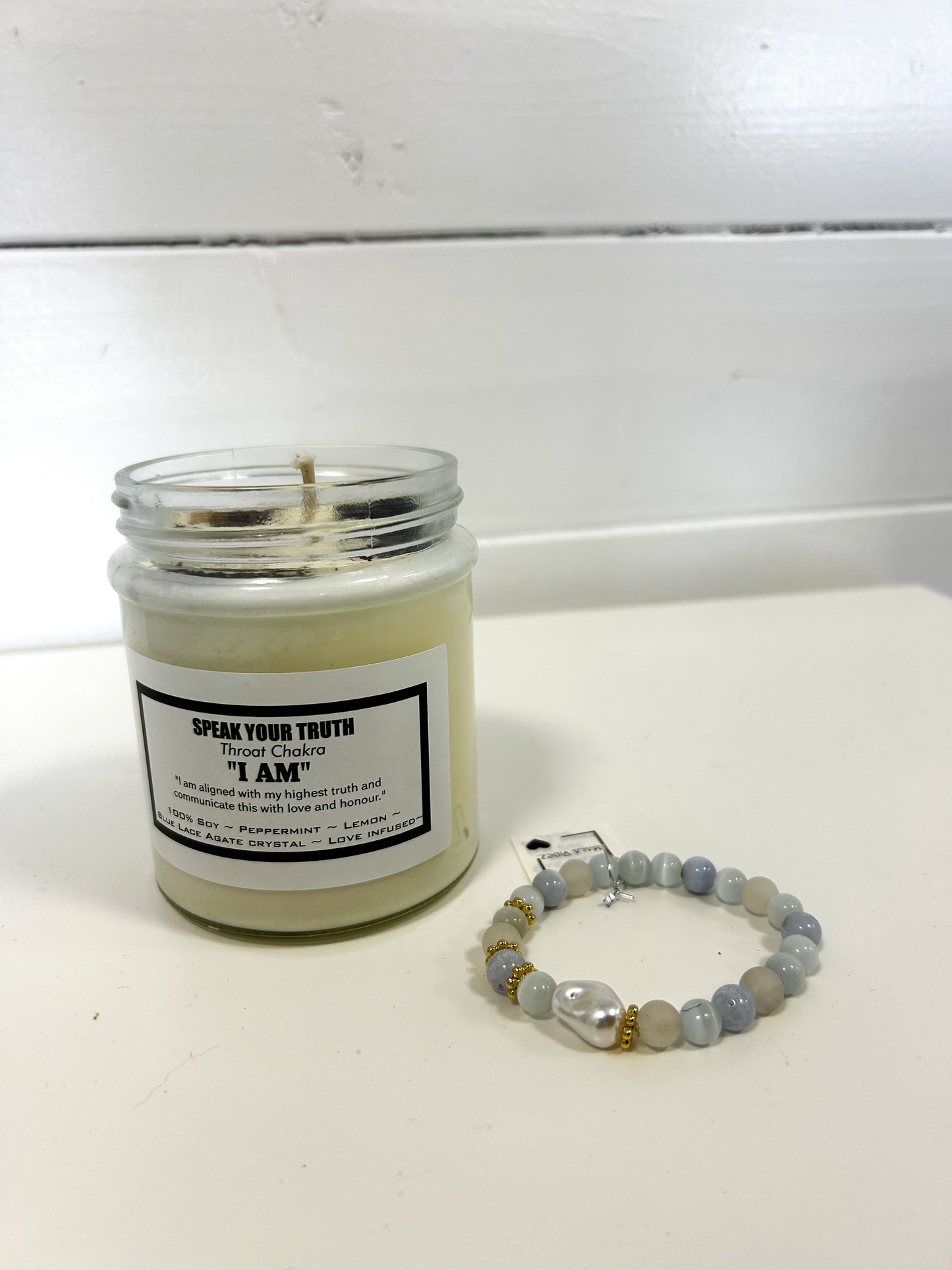 THROAT CHAKRA CANDLE WITH BRACELET