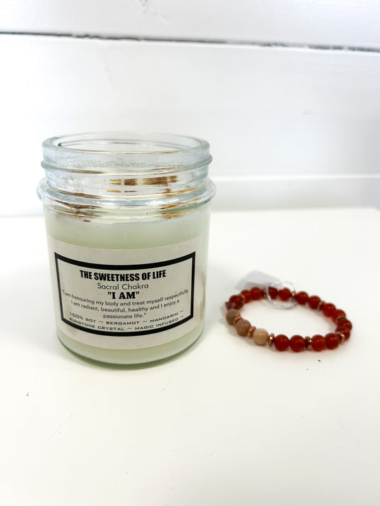 SACRAL CHAKRA CANDLE WITH BRACELET