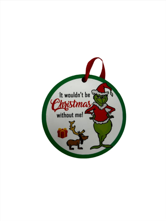 GRINCH WOOD ORNAMENT