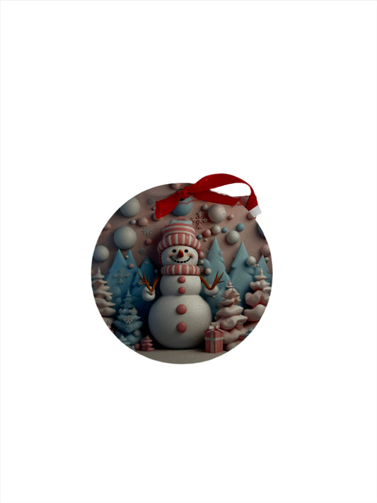 SNOWMAN WOOD ORNAMENT