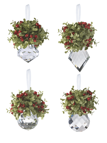 KISSING KRYSTAL MISTLETOE ORNAMENTS