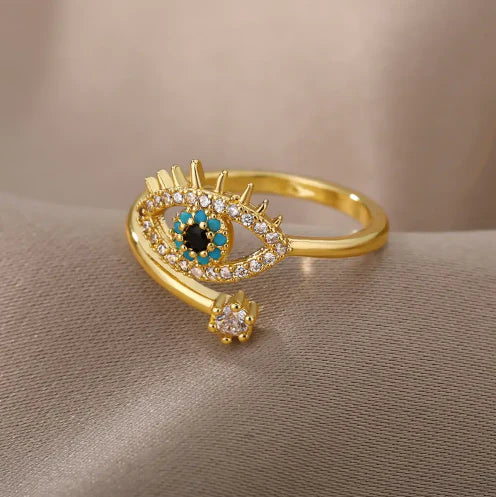 EVIL EYE GOLD PLATED RING