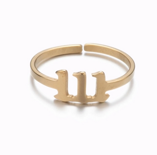 111 ANGEL NUMBER STAINLESS STEEL (GOLD)RING